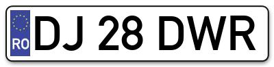 Placuta inmatriculare numar auto  DJ-28-DWR, DJ 28 DWR, DJ28DWR