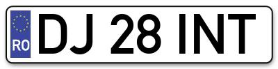 Placuta inmatriculare numar auto  DJ-28-INT, DJ 28 INT, DJ28INT