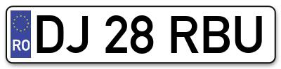 Placuta inmatriculare numar auto  DJ-28-RBU, DJ 28 RBU, DJ28RBU