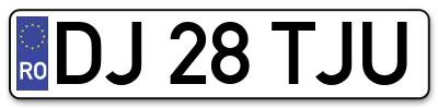 Placuta inmatriculare numar auto  DJ-28-TJU, DJ 28 TJU, DJ28TJU