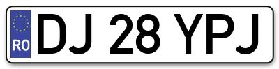 Placuta inmatriculare numar auto  DJ-28-YPJ, DJ 28 YPJ, DJ28YPJ