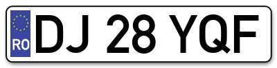 Placuta inmatriculare numar auto  DJ-28-YQF, DJ 28 YQF, DJ28YQF
