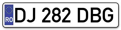 Placuta inmatriculare numar auto  DJ-282-DBG, DJ 282 DBG, DJ282DBG