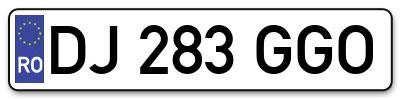 Placuta inmatriculare numar auto  DJ-283-GGO, DJ 283 GGO, DJ283GGO