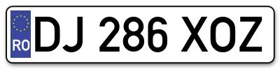 Placuta inmatriculare numar auto  DJ-286-XOZ, DJ 286 XOZ, DJ286XOZ