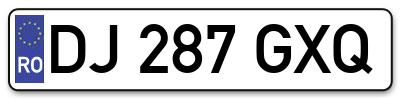 Placuta inmatriculare numar auto  DJ-287-GXQ, DJ 287 GXQ, DJ287GXQ