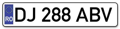 Placuta inmatriculare numar auto  DJ-288-ABV, DJ 288 ABV, DJ288ABV