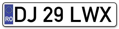 Placuta inmatriculare numar auto  DJ-29-LWX, DJ 29 LWX, DJ29LWX