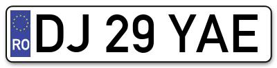 Placuta inmatriculare numar auto  DJ-29-YAE, DJ 29 YAE, DJ29YAE