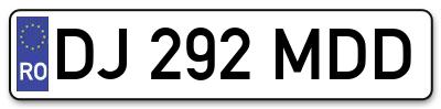 Placuta inmatriculare numar auto  DJ-292-MDD, DJ 292 MDD, DJ292MDD