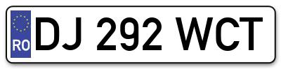 Placuta inmatriculare numar auto  DJ-292-WCT, DJ 292 WCT, DJ292WCT