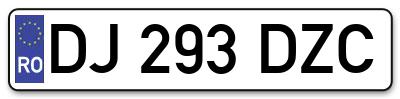 Placuta inmatriculare numar auto  DJ-293-DZC, DJ 293 DZC, DJ293DZC