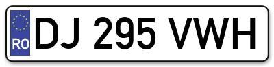 Placuta inmatriculare numar auto  DJ-295-VWH, DJ 295 VWH, DJ295VWH