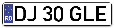 Placuta inmatriculare numar auto  DJ-30-GLE, DJ 30 GLE, DJ30GLE