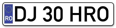 Placuta inmatriculare numar auto  DJ-30-HRO, DJ 30 HRO, DJ30HRO