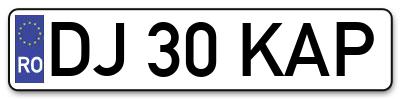 Placuta inmatriculare numar auto  DJ-30-KAP, DJ 30 KAP, DJ30KAP