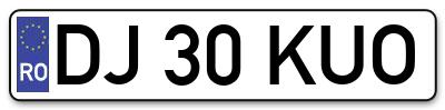 Placuta inmatriculare numar auto  DJ-30-KUO, DJ 30 KUO, DJ30KUO
