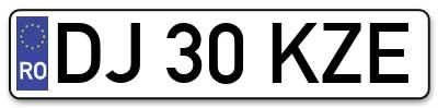 Placuta inmatriculare numar auto  DJ-30-KZE, DJ 30 KZE, DJ30KZE