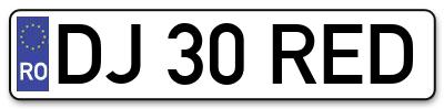 Placuta inmatriculare numar auto  DJ-30-RED, DJ 30 RED, DJ30RED