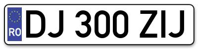 Placuta inmatriculare numar auto  DJ-300-ZIJ, DJ 300 ZIJ, DJ300ZIJ
