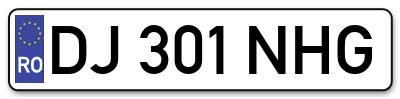 Placuta inmatriculare numar auto  DJ-301-NHG, DJ 301 NHG, DJ301NHG