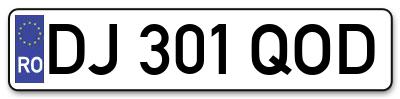 Placuta inmatriculare numar auto  DJ-301-QOD, DJ 301 QOD, DJ301QOD
