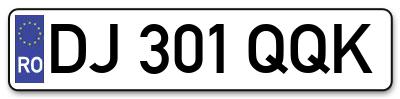 Placuta inmatriculare numar auto  DJ-301-QQK, DJ 301 QQK, DJ301QQK