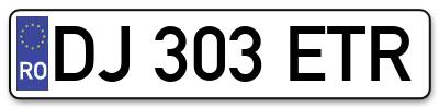 Placuta inmatriculare numar auto  DJ-303-ETR, DJ 303 ETR, DJ303ETR