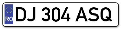 Placuta inmatriculare numar auto  DJ-304-ASQ, DJ 304 ASQ, DJ304ASQ