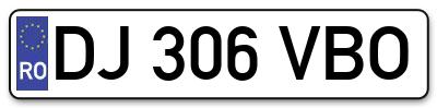 Placuta inmatriculare numar auto  DJ-306-VBO, DJ 306 VBO, DJ306VBO