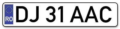 Placuta inmatriculare numar auto  DJ-31-AAC, DJ 31 AAC, DJ31AAC
