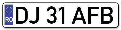 Placuta inmatriculare numar auto  DJ-31-AFB, DJ 31 AFB, DJ31AFB