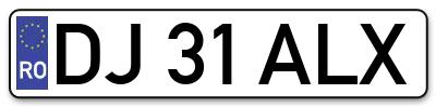 Placuta inmatriculare numar auto  DJ-31-ALX, DJ 31 ALX, DJ31ALX