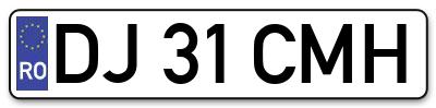 Placuta inmatriculare numar auto  DJ-31-CMH, DJ 31 CMH, DJ31CMH