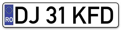 Placuta inmatriculare numar auto  DJ-31-KFD, DJ 31 KFD, DJ31KFD