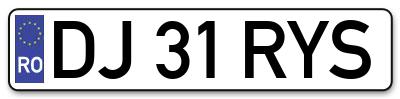 Placuta inmatriculare numar auto  DJ-31-RYS, DJ 31 RYS, DJ31RYS