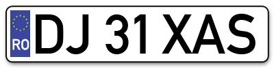 Placuta inmatriculare numar auto  DJ-31-XAS, DJ 31 XAS, DJ31XAS