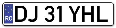 Placuta inmatriculare numar auto  DJ-31-YHL, DJ 31 YHL, DJ31YHL