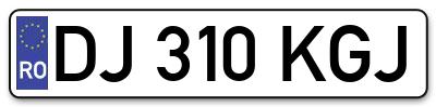 Placuta inmatriculare numar auto  DJ-310-KGJ, DJ 310 KGJ, DJ310KGJ