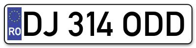 Placuta inmatriculare numar auto  DJ-314-ODD, DJ 314 ODD, DJ314ODD