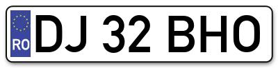 Placuta inmatriculare numar auto  DJ-32-BHO, DJ 32 BHO, DJ32BHO