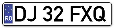 Placuta inmatriculare numar auto  DJ-32-FXQ, DJ 32 FXQ, DJ32FXQ