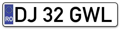 Placuta inmatriculare numar auto  DJ-32-GWL, DJ 32 GWL, DJ32GWL