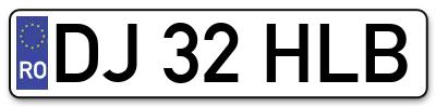 Placuta inmatriculare numar auto  DJ-32-HLB, DJ 32 HLB, DJ32HLB