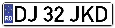 Placuta inmatriculare numar auto  DJ-32-JKD, DJ 32 JKD, DJ32JKD