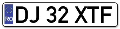 Placuta inmatriculare numar auto  DJ-32-XTF, DJ 32 XTF, DJ32XTF