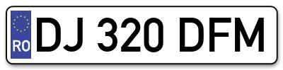 Placuta inmatriculare numar auto  DJ-320-DFM, DJ 320 DFM, DJ320DFM