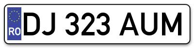Placuta inmatriculare numar auto  DJ-323-AUM, DJ 323 AUM, DJ323AUM
