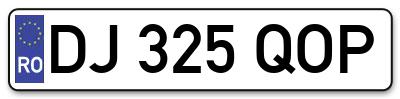 Placuta inmatriculare numar auto  DJ-325-QOP, DJ 325 QOP, DJ325QOP