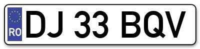 Placuta inmatriculare numar auto  DJ-33-BQV, DJ 33 BQV, DJ33BQV